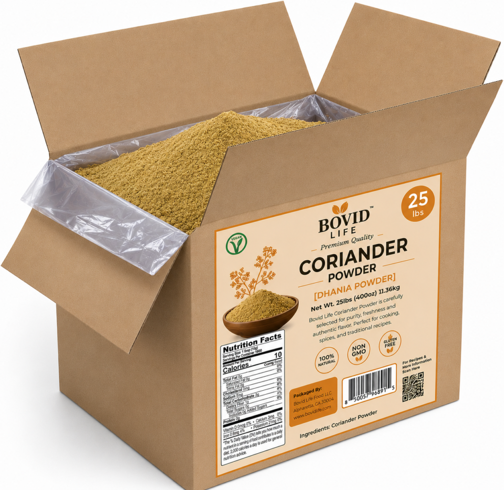 Bovid Life  Coriander Ground Powder ( Dhania) Spice 25-Pound (400 Ounce) 11.36kg ~ Bulk Box ~ All Natural, Salt-Free | Vegan | No Colors